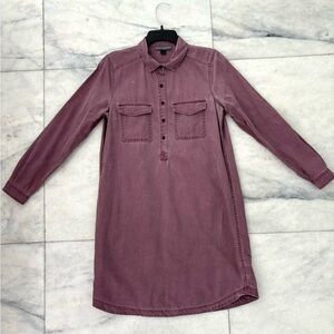 Sharagano Shirt Dress Purple Tencel Lyocell Long Sleeve Womens M Boho Office
